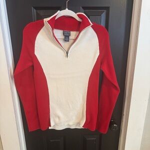 Vintage Y2K Polo Ralph Lauren Women’s Ribbed 1/2 Zip Pullover Red/White